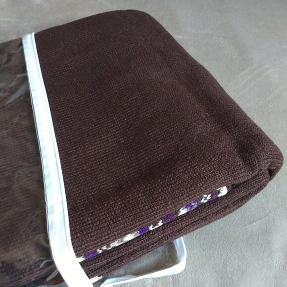NWT Liz Claiborne NY~Brown & Purple Fair Isle Decorative Throw Blanket 50 x 70 - Picture 5 of 6